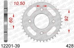 AFAM Tandwiel Achterzijde Staal 39T - 428