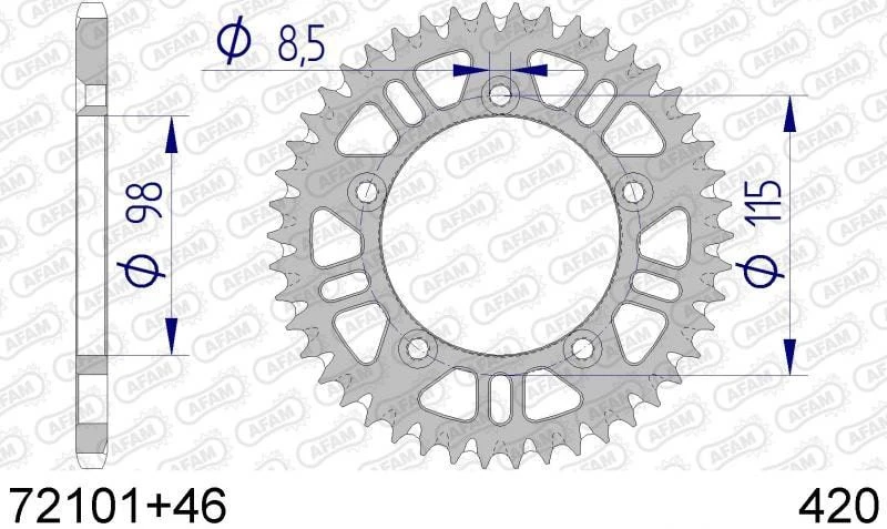 AFAM Tandwiel Achterzijde Aluminium 46T - 420 1 AFAM Tandwiel Achterzijde Aluminium 46T - 420